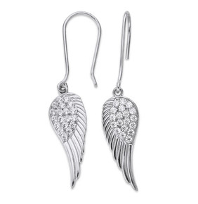 Angel Wings Ear-Wire Earrings in Sterling Silver
