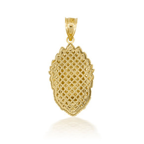 3D 10k/14k Gold Apache Pendant Necklace with Caged Back (YELLOW/ROSE/WHITE)