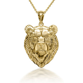 3D 10k/14k Gold Bear Pendant Necklace (Available in Yellow/Rose/White Gold)