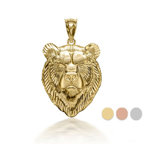 3D 10k/14k Gold Bear Pendant Necklace (Available in Yellow/Rose/White Gold)