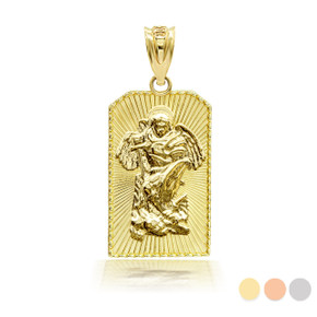 3D Solid Gold 10k/14k Saint Michael Archangel Pendant Necklace(Available in Yellow/Rose/White Gold)