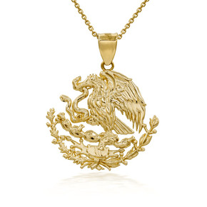 Yellow Gold Mexican Eagle Pendant Necklace Yellow Gold Mexican Eagle Pendant Necklace