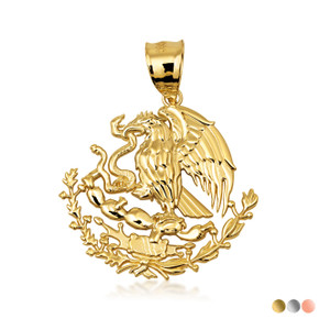 10K/14K Gold Mexican Eagle Pendant Necklace (1.28") (Available in Yellow Gold, Rose Gold, White Gold) 10K/14K Gold Mexican Eagle Pendant Necklace (1.28") (Available in Yellow Gold, Rose Gold, White Gold)