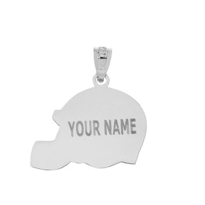 .925 Sterling Silver Personalized Football Helmet Engravable Name & Number Sports Pendant