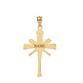 Gold My Baptism Dove Cross Engravable Oval Charm Pendant Necklace