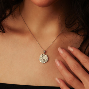925 Sterling Silver Rose Flower Necklace