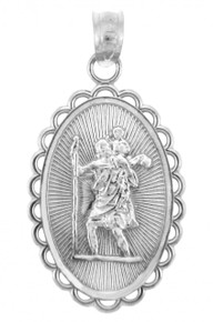 Saint Christopher White Gold Charm Pendant