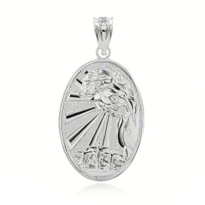 Sterling Silver Jesus Overlooking Calvary Hill 3D Charm Necklace