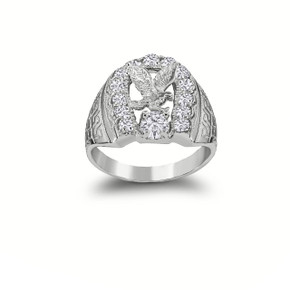 .925 Sterling Silver Cubic Zirconia Horseshoe Eagle Men's Ring .925 Sterling Silver Cubic Zirconia Horseshoe Eagle Men's Ring