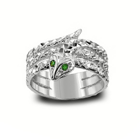 Silver Serpent Snake Emerald Birthstone Ring Silver Serpent Snake Emerald Birthstone Ring