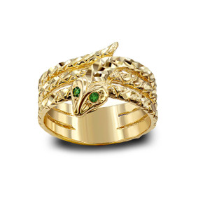 Yellow Gold Serpent Snake Emerald Birthstone Ring Yellow Gold Serpent Snake Emerald Birthstone Ring