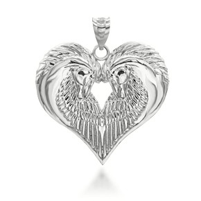 White Gold Heart Horse Pendant Necklace