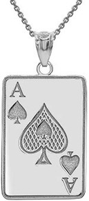 Silver Personalized Name Poker Card Ace Of Spades Pendant Necklace