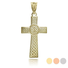 Gold Personalized Irish Celtic Knot Cross (Small) Religious Pendant with Name Necklace(Available in Yellow/Rose/White)