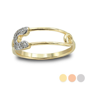 Gold Diamond Safety Pin Ring Gold Diamond Safety Pin Ring