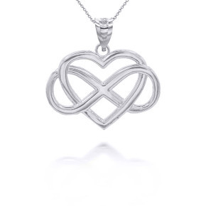 White Gold Heart with Infinity Pendant Necklace