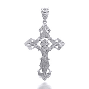 Silver INRI Cross with Diamond Cut Pendant