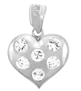 Silver Heart Pendant with Six Cubic Zirconias