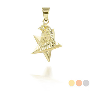 Gold Eagle Head with Star Pendant 