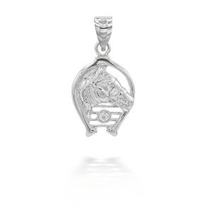 White Gold Diamond Lucky Horseshoe Pendant