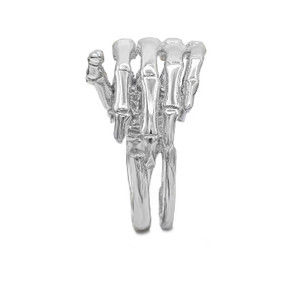 3D Hand Skeleton Ring in Solid White Gold