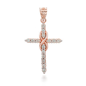 Rose Gold Diamond Infinity Cross Pendant