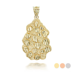 Gold Diamond Cut Nugget Pendant