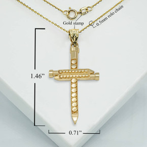 Yellow Gold Triple Nail Cross Pendant Necklace With Measurements Yellow Gold Triple Nail Cross Pendant Necklace With Measurements