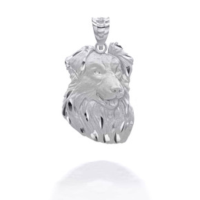 Silver Dog Border Collie Pendant