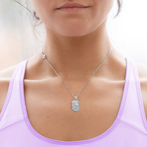 Silver Dog Border Collie Pendant Necklace On Model