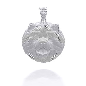 White Gold Dog Chow Chow Pendant