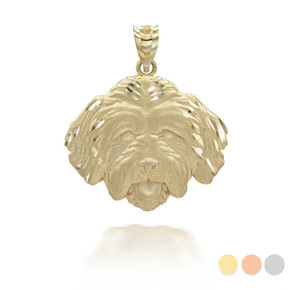 Yellow Gold Dog Lhasa Apso Pendant