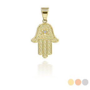 Gold Diamond Hamsa Pendant