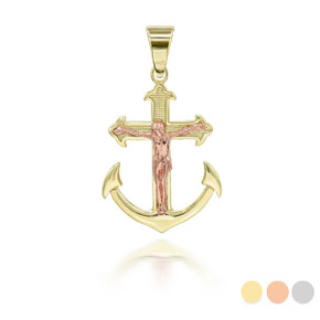 Gold Cross Anchor Pendant