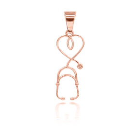 Rose Gold Heart Stethoscope Pendant 