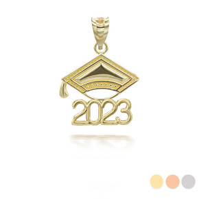 Gold 2023 Graduation Ceremony Cap Pendant