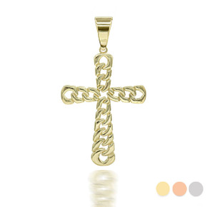 Gold Cuban Link Cross Pendant 