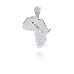White Gold Africa Map Outline Pendant