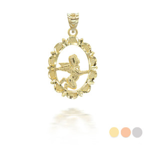 Gold Sparkle Cut Flowing Baby Angel Pendant