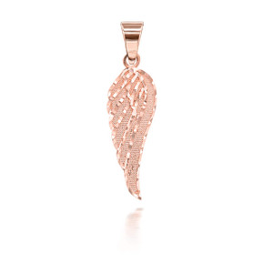 Rose Gold Sparkle Cut Angel Wing Pendant 