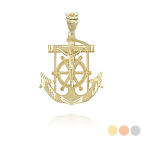 Gold Jesus Mariner Pendant