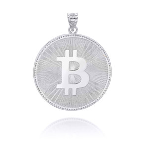 White Gold Bitcoin Medallion Pendant Side B