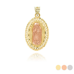 Two Tone Religious Our Lady of Guadalupe Openwork Pendant