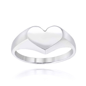 Silver Mini Heart Signet Ring