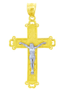 Two- Tone Gold Crucifix Pendant - The Christ Crucifix