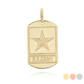 Gold U.S. Army Personalized Dog Tag Pendant