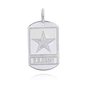 White Gold U.S. Army Personalized Dog Tag Pendant