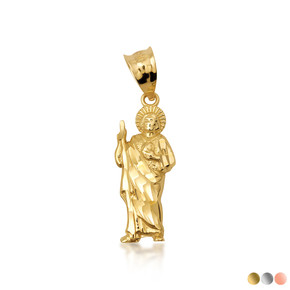 10K/14K Gold San Judas Pendant Necklace (1.3")