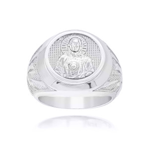 Silver Religious Jesus Christ Our Lord and Savior Statement Ring