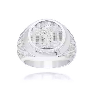 Silver Religious Santa Muerte Patron Saint of Death, Protection and Healing Statement Ring